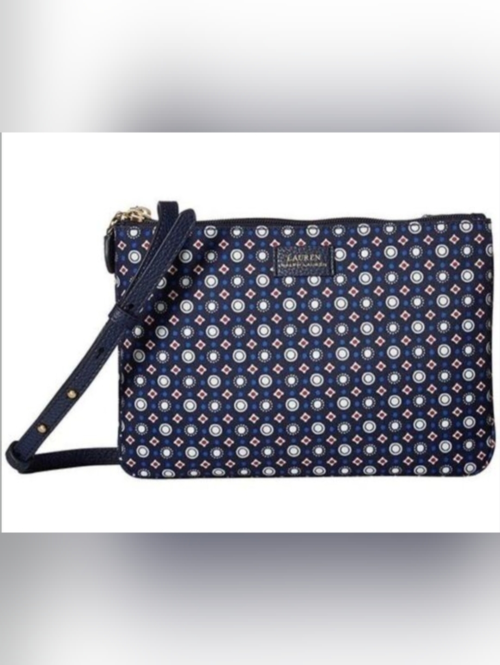 Lauren Ralph Lauren Chadwick Double Zip Crossbody Bag In Navy Geo Mix